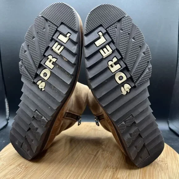 Sorel Harlow Womens Size 8 Brown Zip Waterproof Leather Boots NL3735-242 - Picture 8 of 9